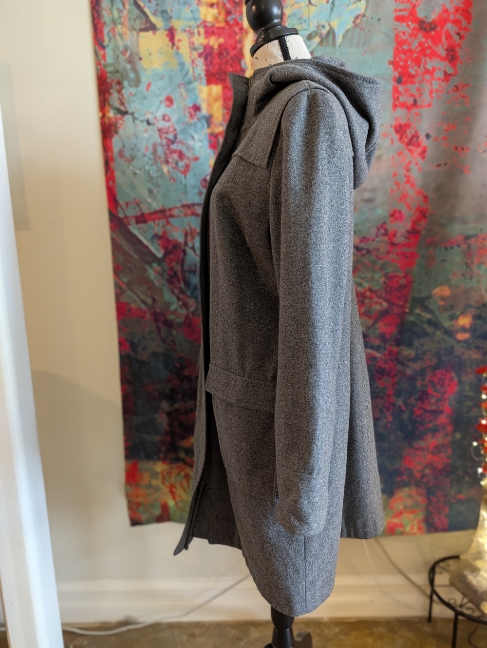 H&M Gray Hooded Wool-Blend Trench Coat - Picture 6 of 14